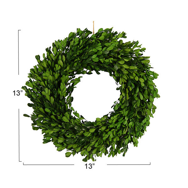Green Faux Boxwood Wreath (13" Diameter)